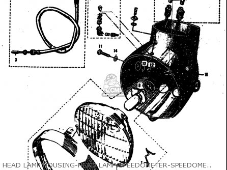 HEAD LAMP HOUSING-HEAD LAMP-SPEEDOMETER-SPEEDOMETER CABLE - M15 M15D M12 1968 USA (E03)