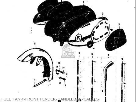 FUEL TANK-FRONT FENDER-HANDLEBAR-CABLES - M15 M15D M12 1968 USA (E03)