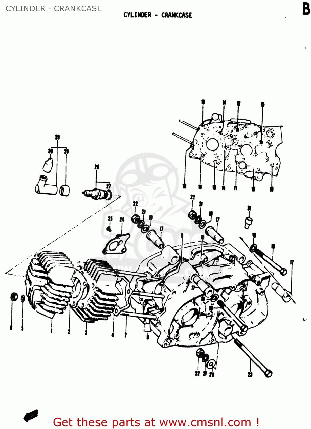 CYLINDER - CRANKCASE MT50 TRAILHOPPER 1973 (K) USA (E03)