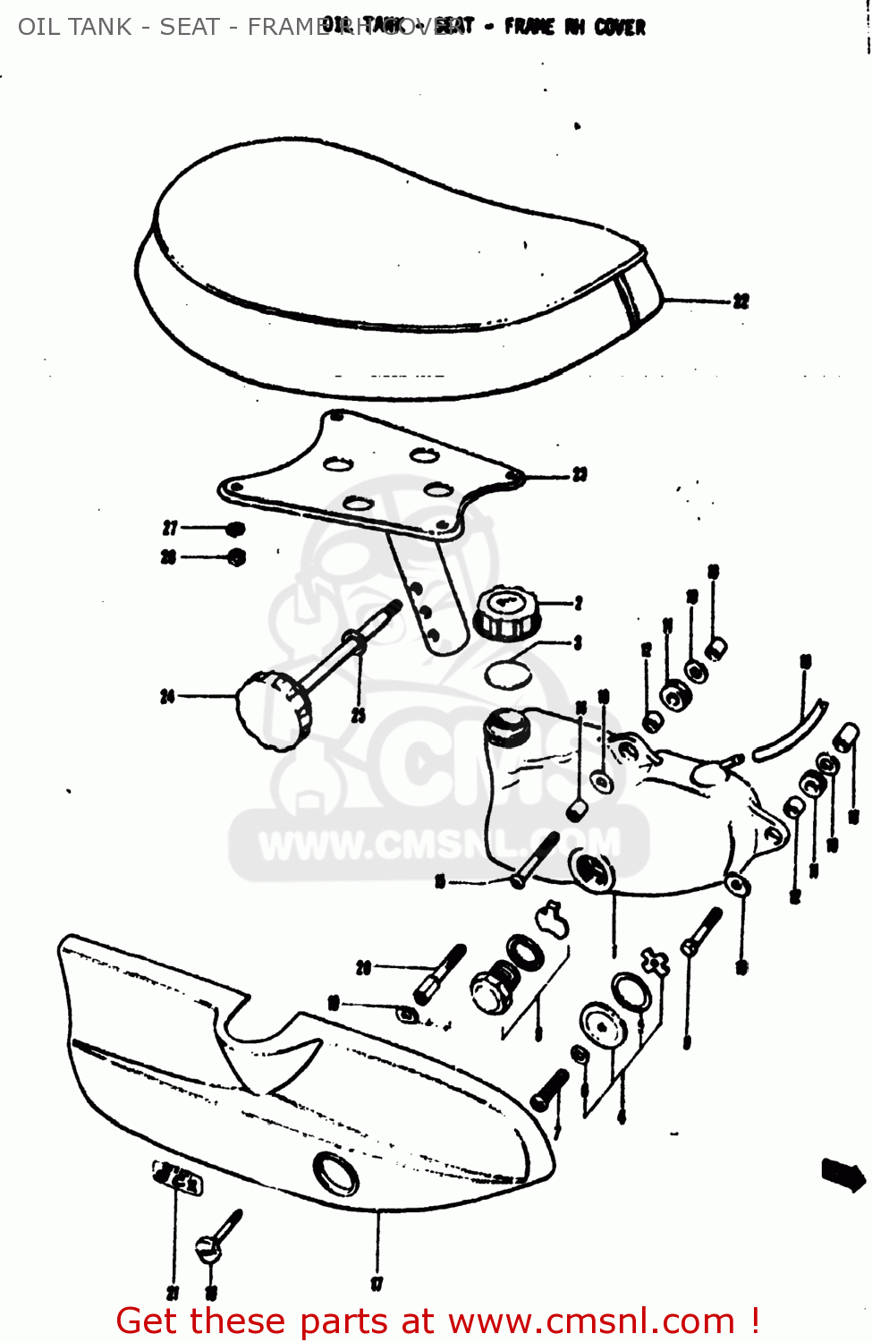OIL TANK - SEAT - FRAME RH COVER MT50 TRAILHOPPER 1973 (K) USA (E03)