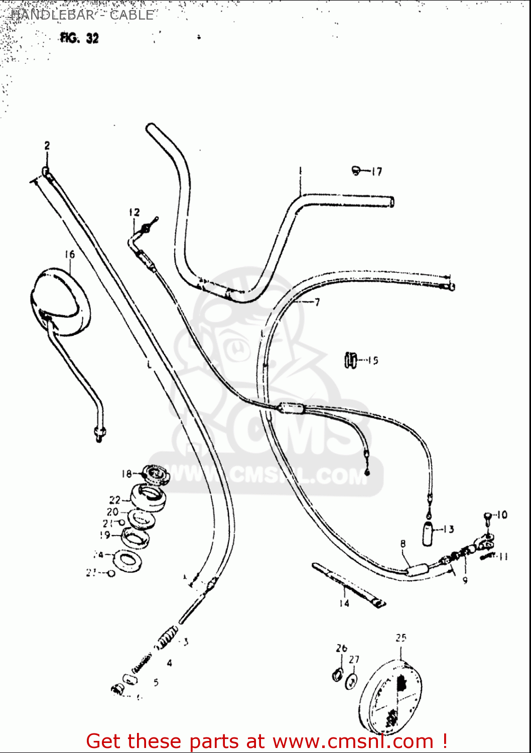 HANDLEBAR - CABLE OR50 1979 1980 (N) (T) USA (E03)