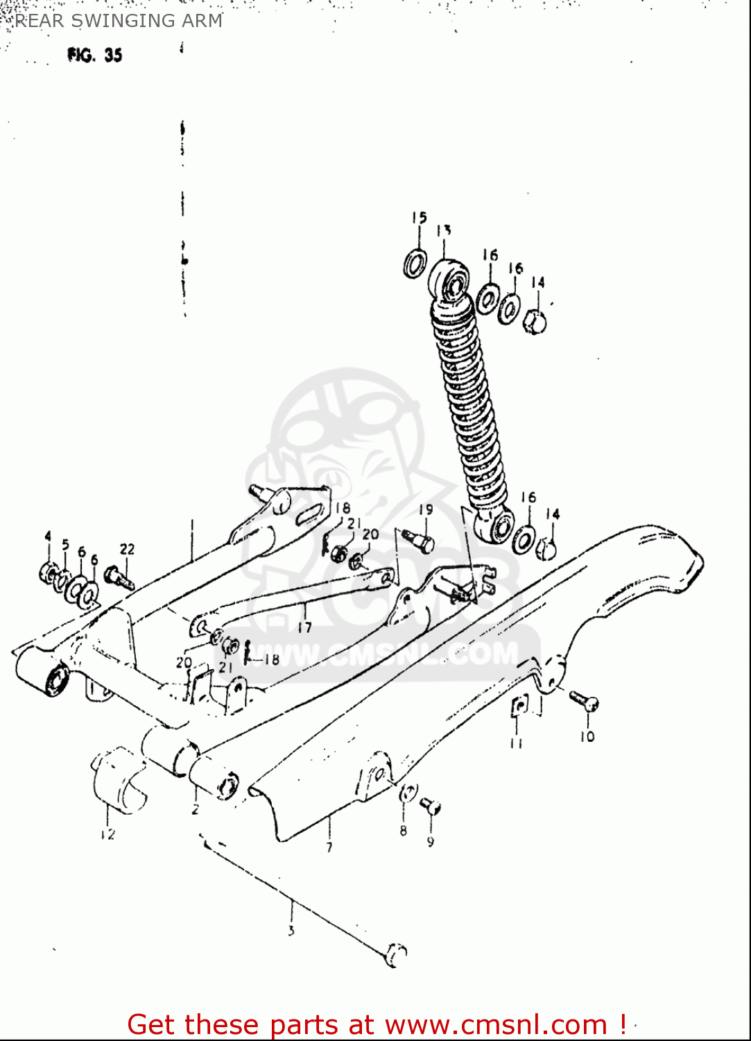REAR SWINGING ARM OR50 1979 1980 (N) (T) USA (E03)