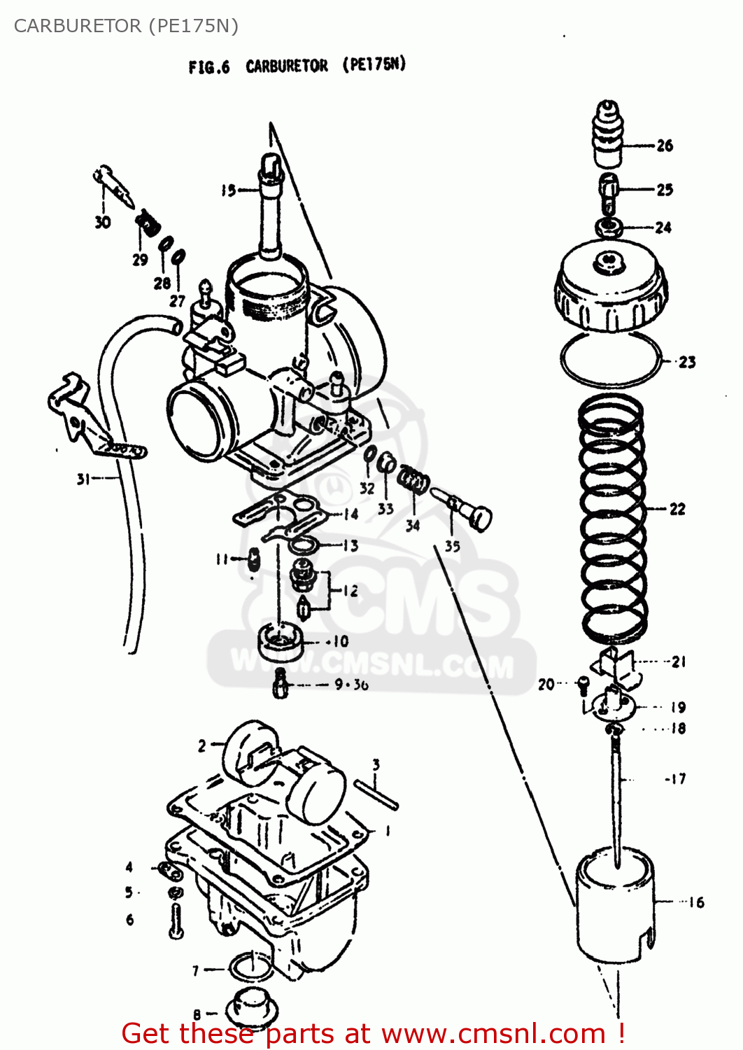 CARBURETOR (PE175N) PE175 1978 (C) USA (E03)
