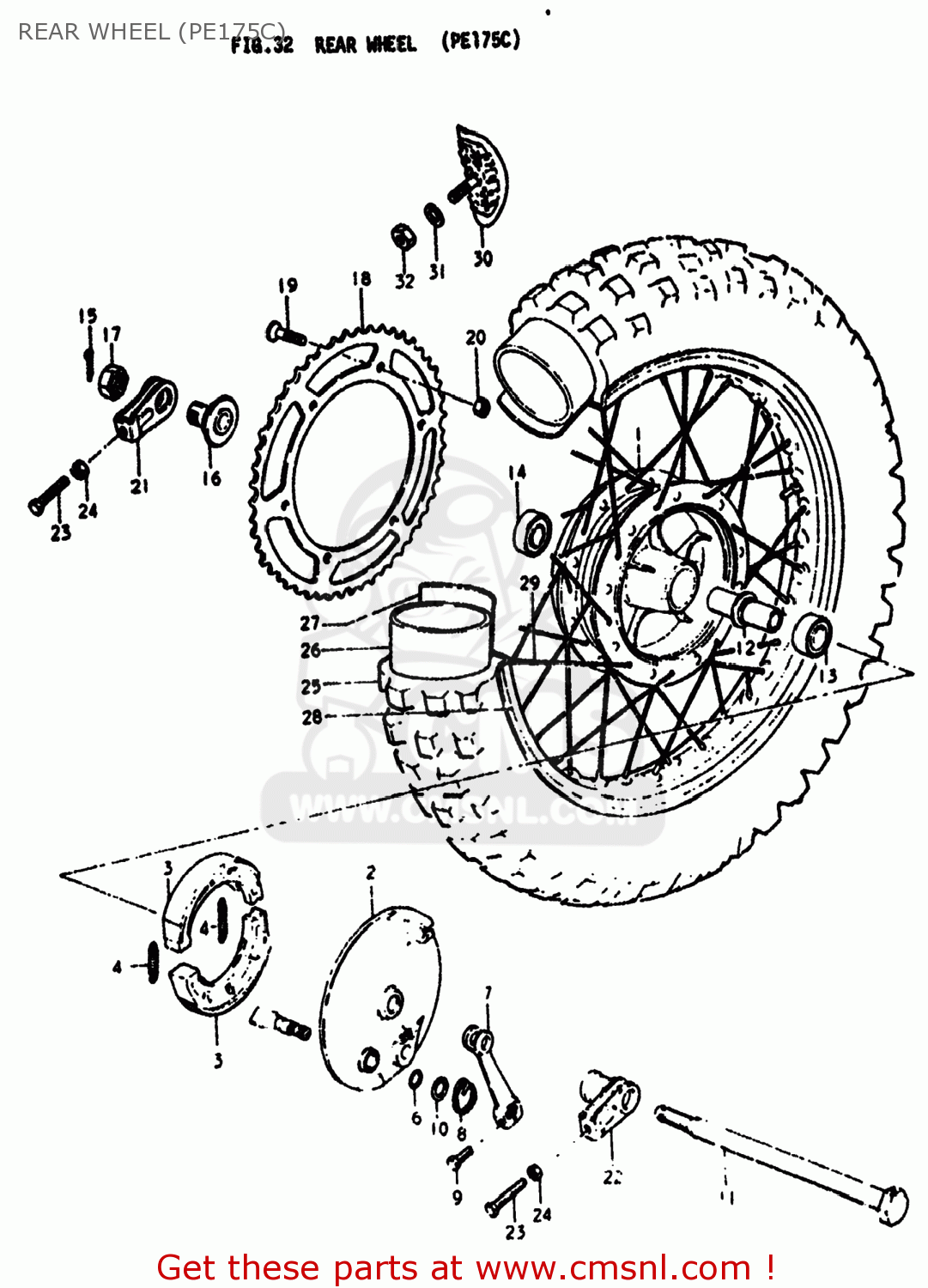 REAR WHEEL (PE175C) PE175 1978 (C) USA (E03)