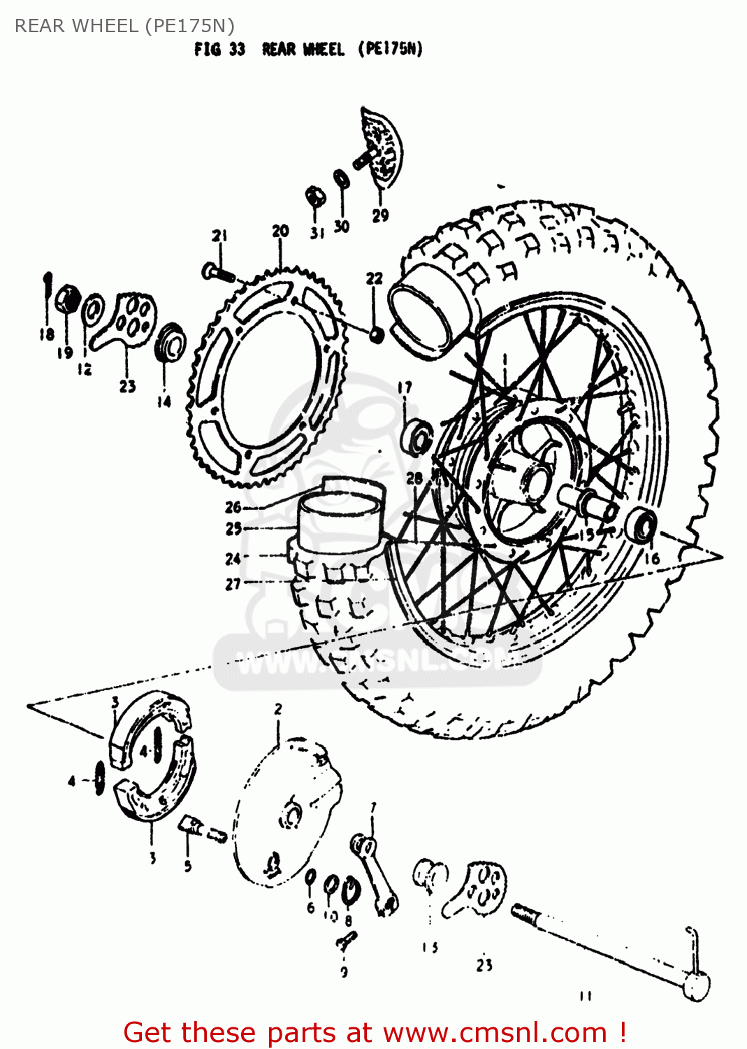 REAR WHEEL (PE175N) PE175 1978 (C) USA (E03)