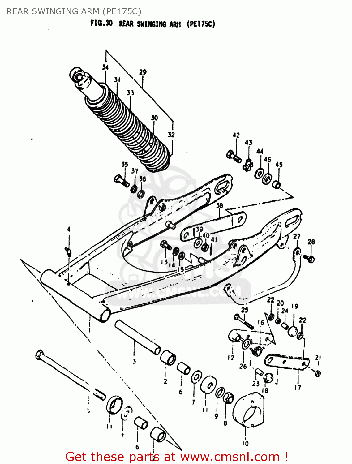 Suzuki PE175 1979 (N) USA (E03) REAR SWINGING ARM (PE175C) - buy ...