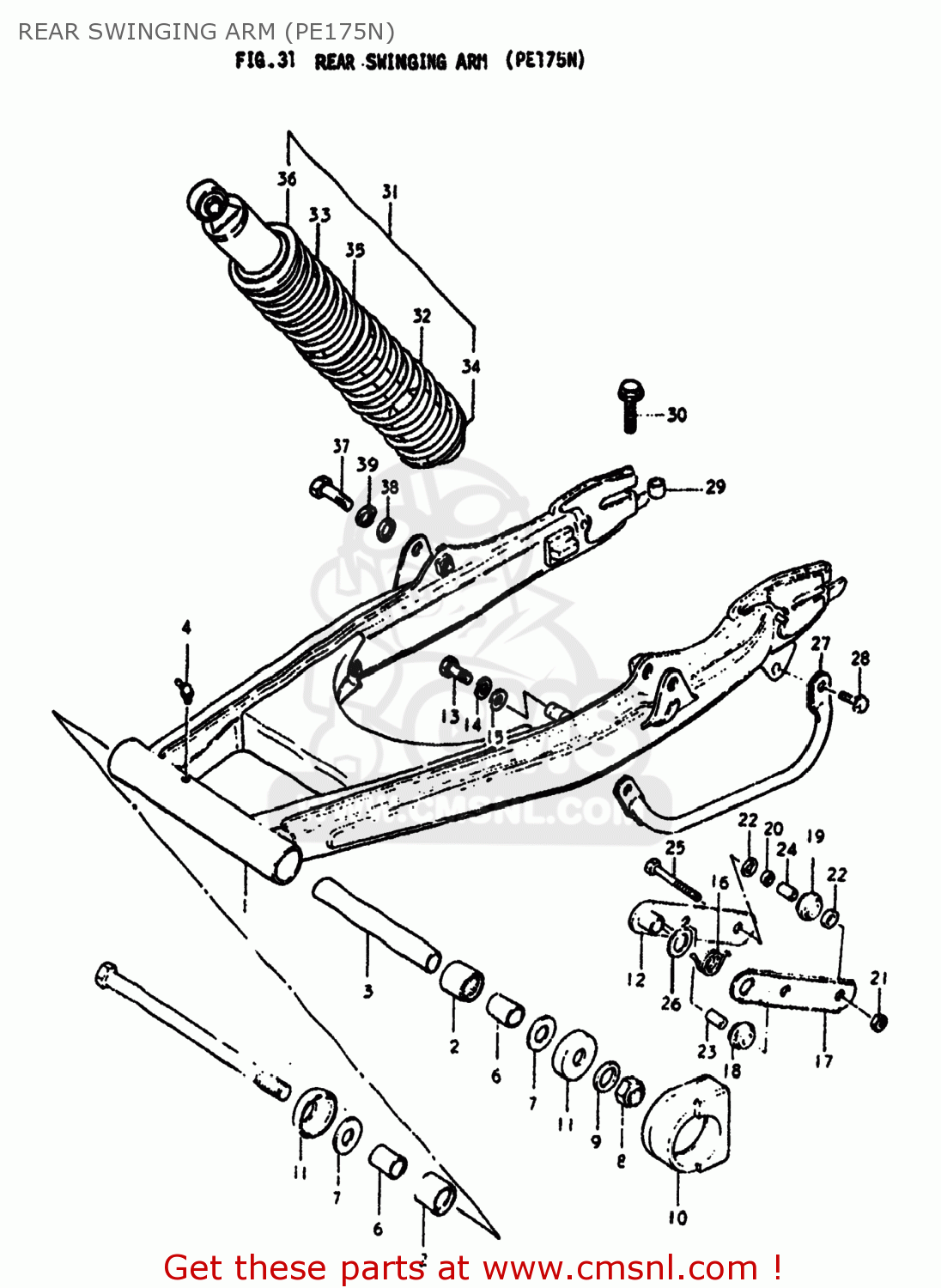 REAR SWINGING ARM (PE175N) PE175 1979 (N) USA (E03)