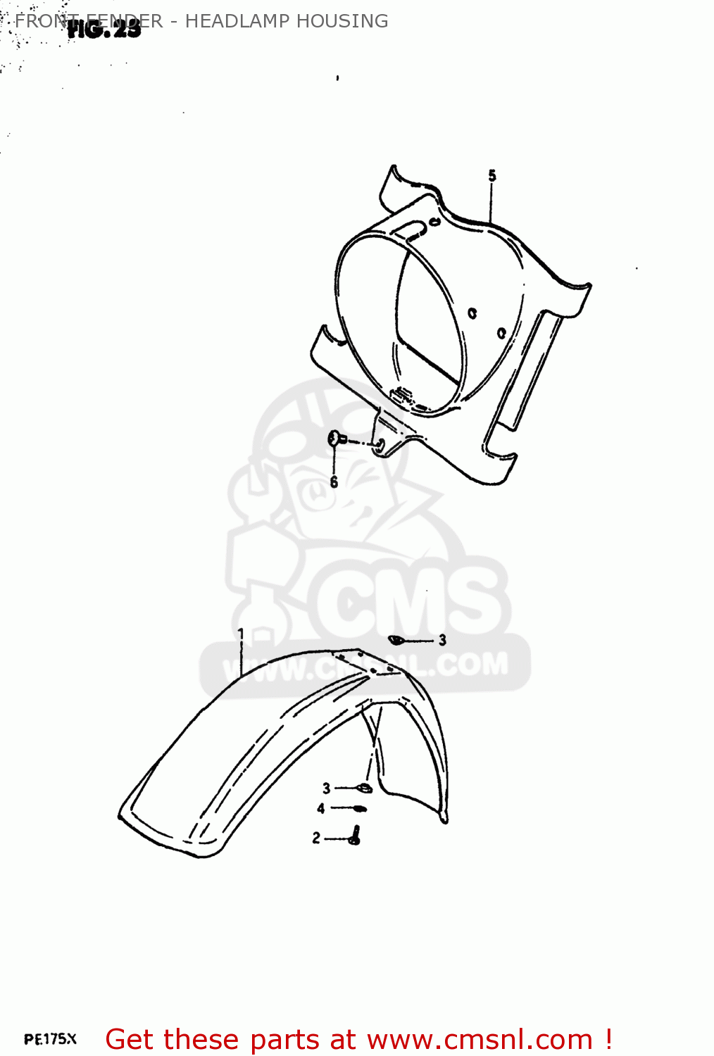 FRONT FENDER - HEADLAMP HOUSING PE175 1980 (T) USA (E03)