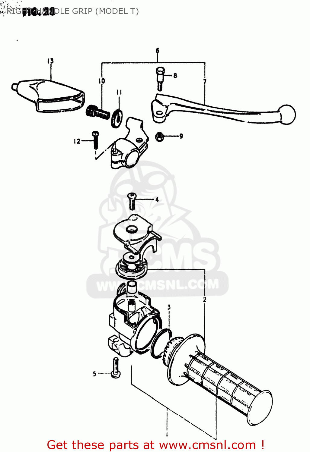 RIGHT HANDLE GRIP (MODEL T) PE175 1980 (T) USA (E03)