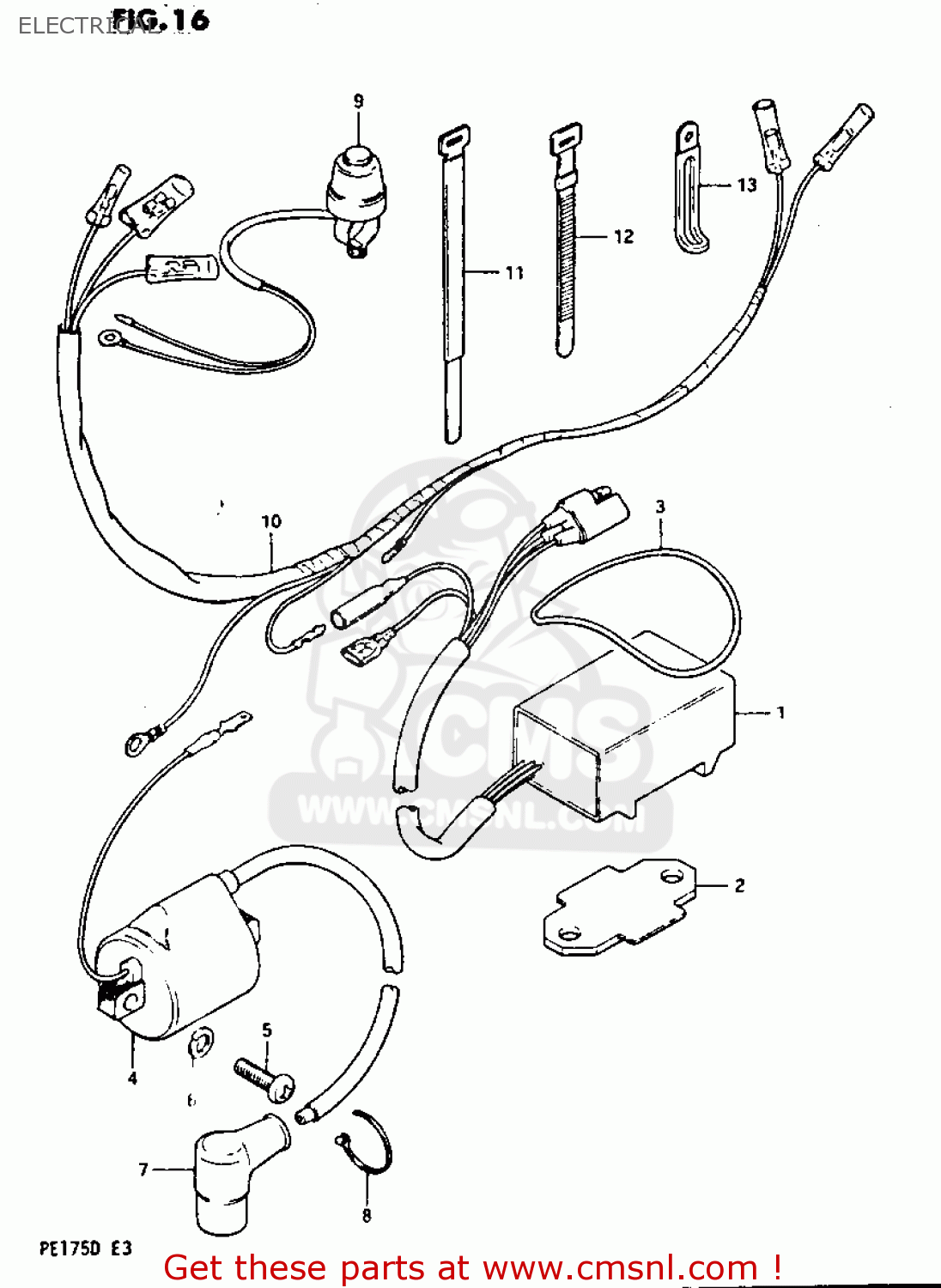 Suzuki Pe175 1982 (z) Electrical - schematic partsfiche suzuki pe 175 wiring diagram 