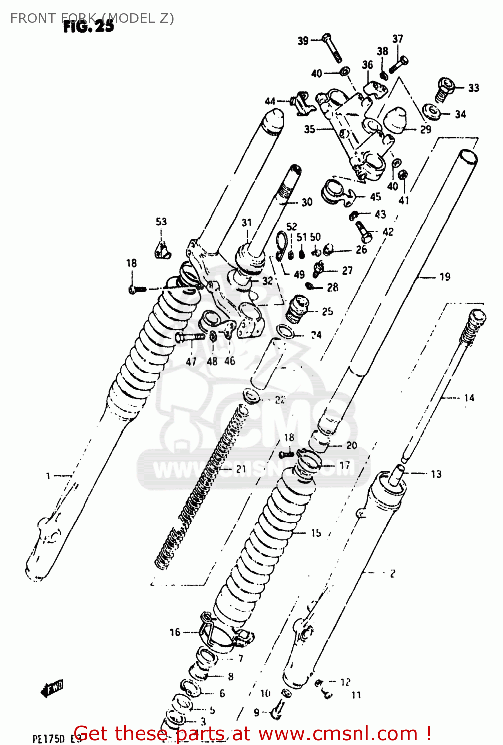 FRONT FORK (MODEL Z) PE175 1982 (Z) USA (E03)