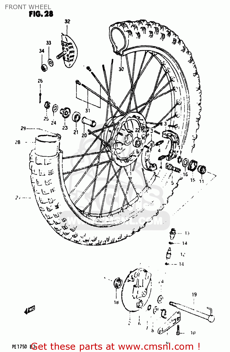 FRONT WHEEL PE175 1982 (Z) USA (E03)