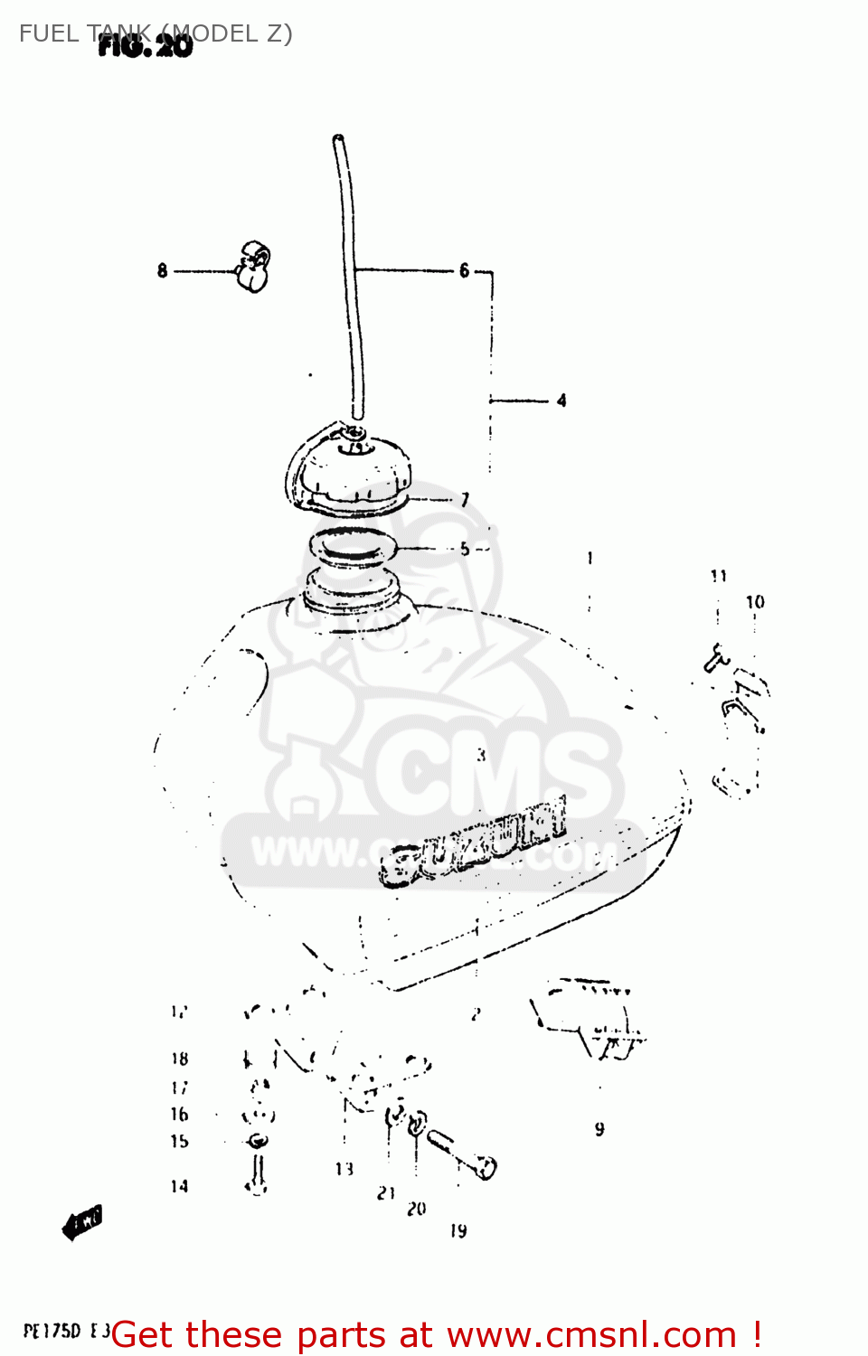FUEL TANK (MODEL Z) PE175 1982 (Z) USA (E03)