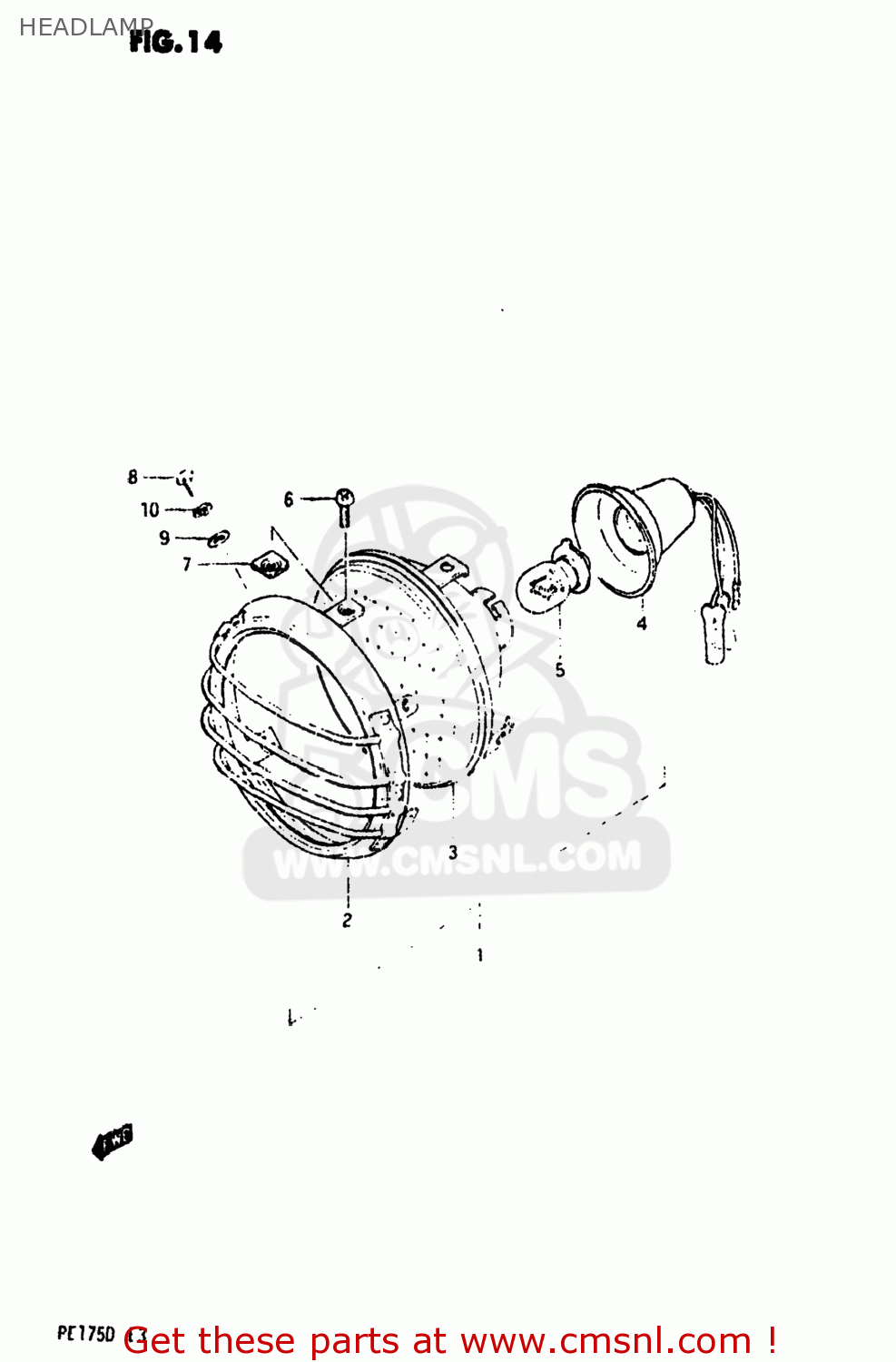 HEADLAMP PE175 1982 (Z) USA (E03)
