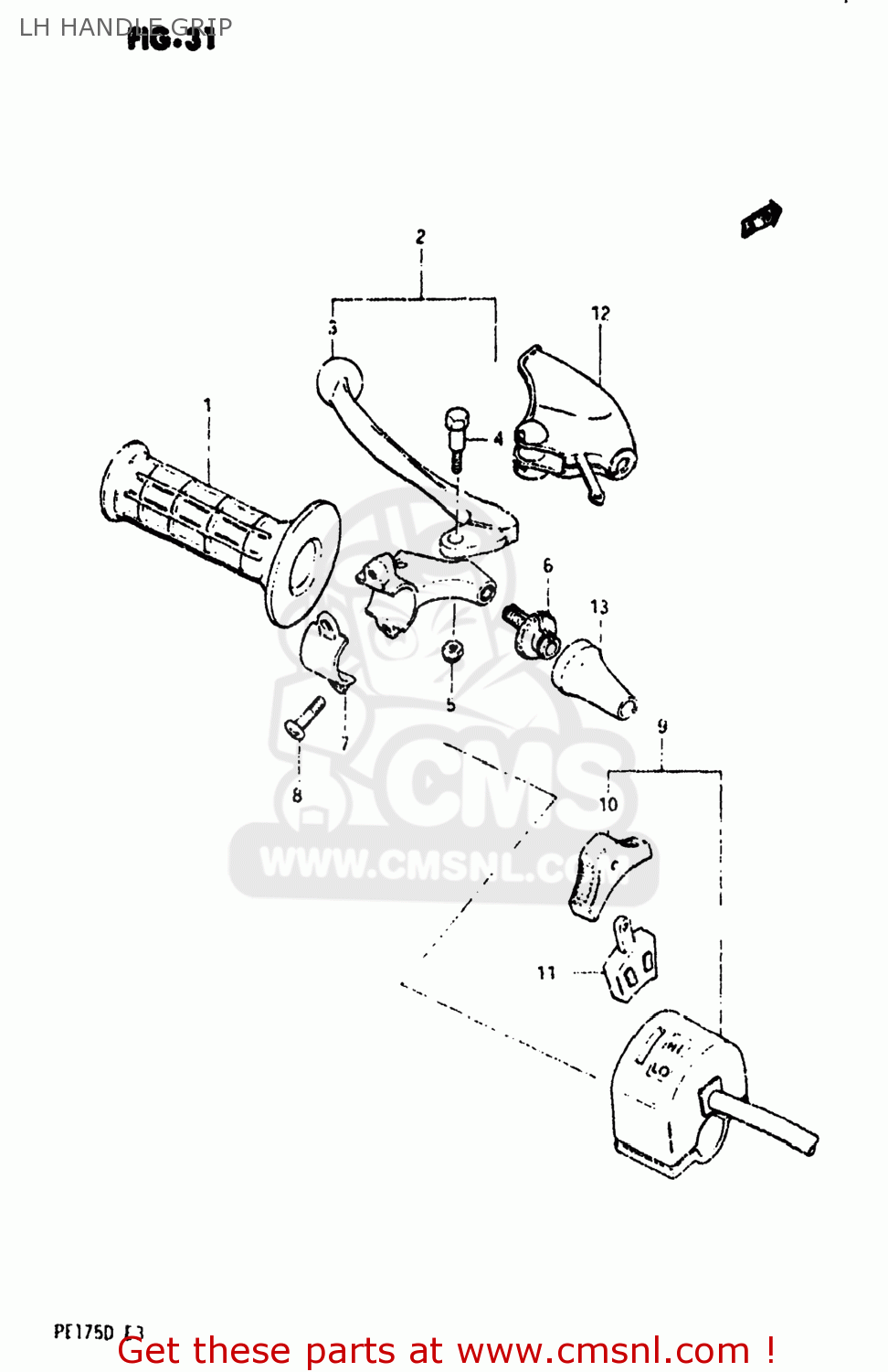 LH HANDLE GRIP PE175 1982 (Z) USA (E03)