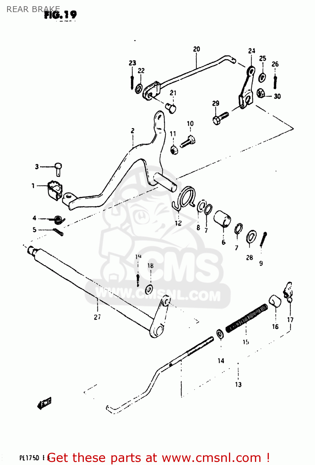 REAR BRAKE PE175 1982 (Z) USA (E03)