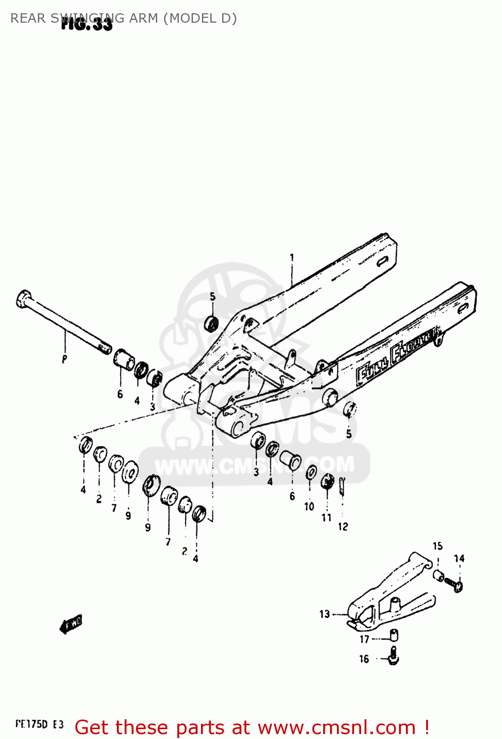 REAR SWINGING ARM (MODEL D) PE175 1982 (Z) USA (E03)