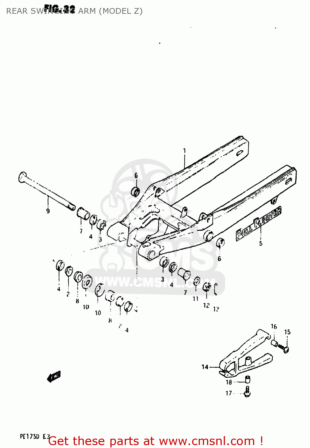 REAR SWINGING ARM (MODEL Z) PE175 1982 (Z) USA (E03)