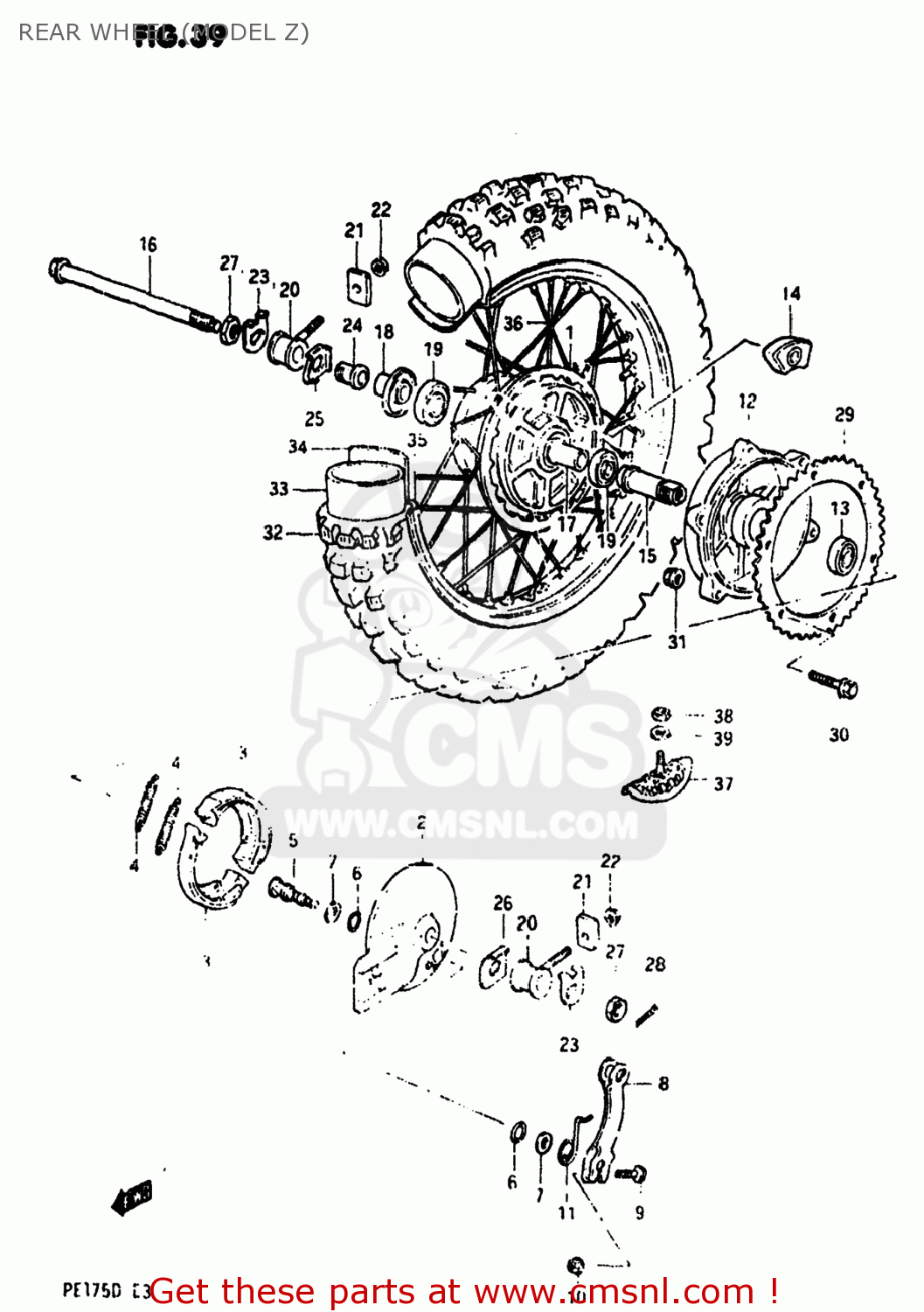 REAR WHEEL (MODEL Z) PE175 1982 (Z) USA (E03)