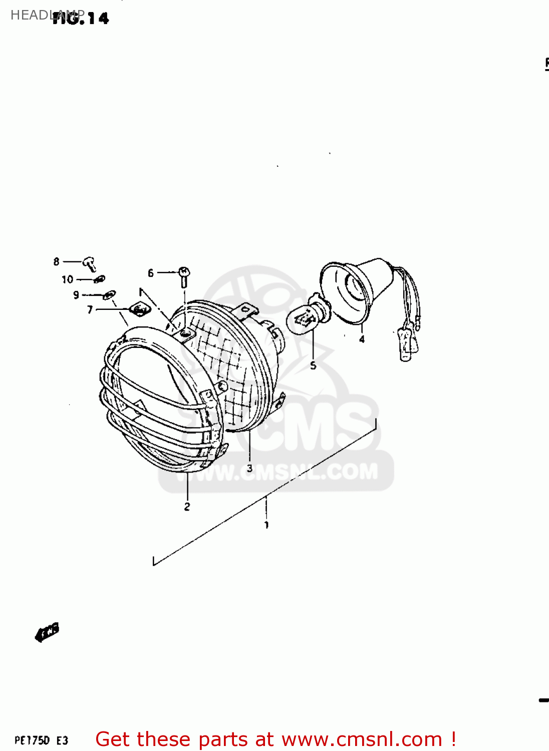 HEADLAMP PE175 1982 (Z)