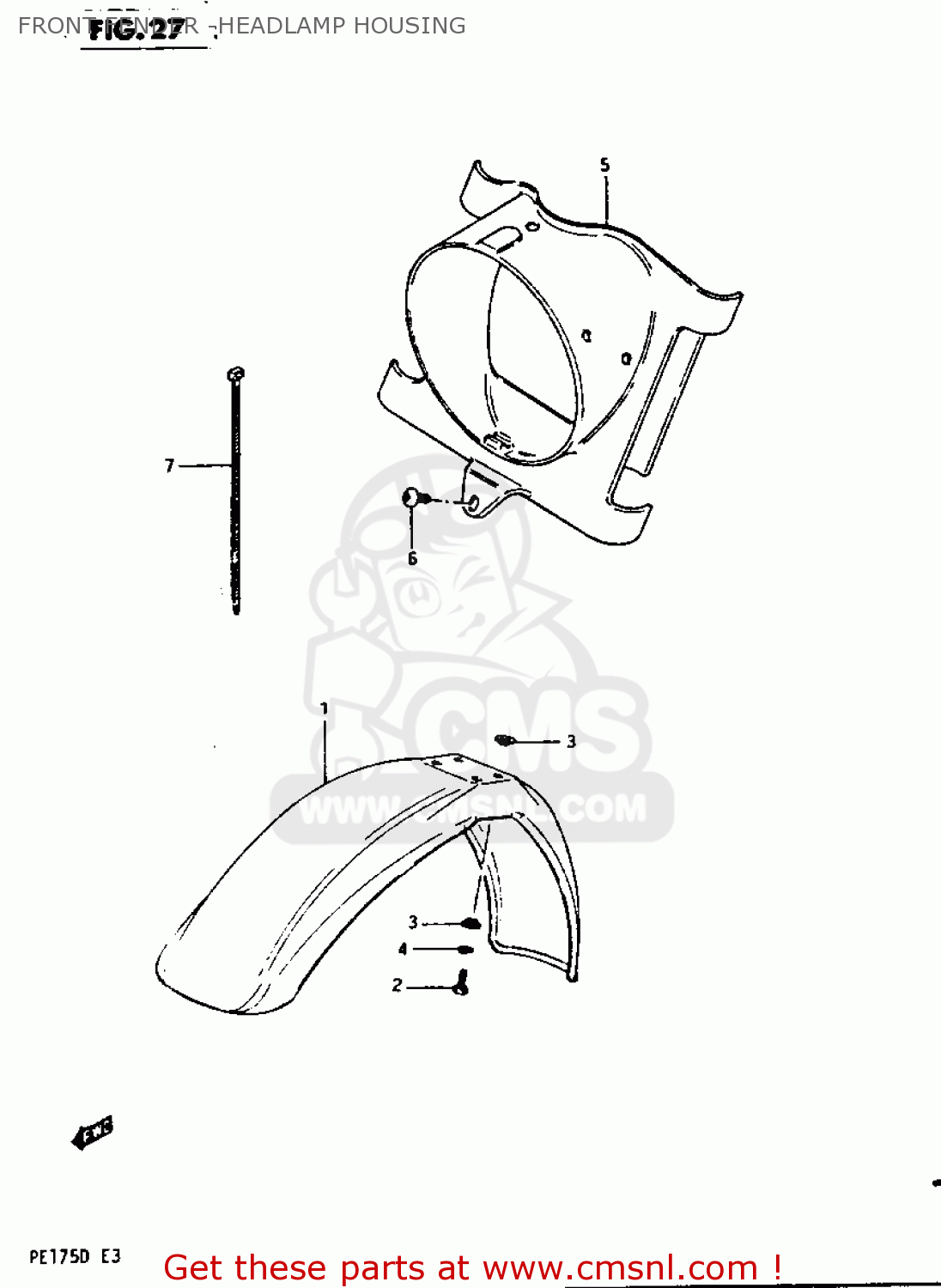 FRONT FENDER -HEADLAMP HOUSING PE175 1982 (Z)