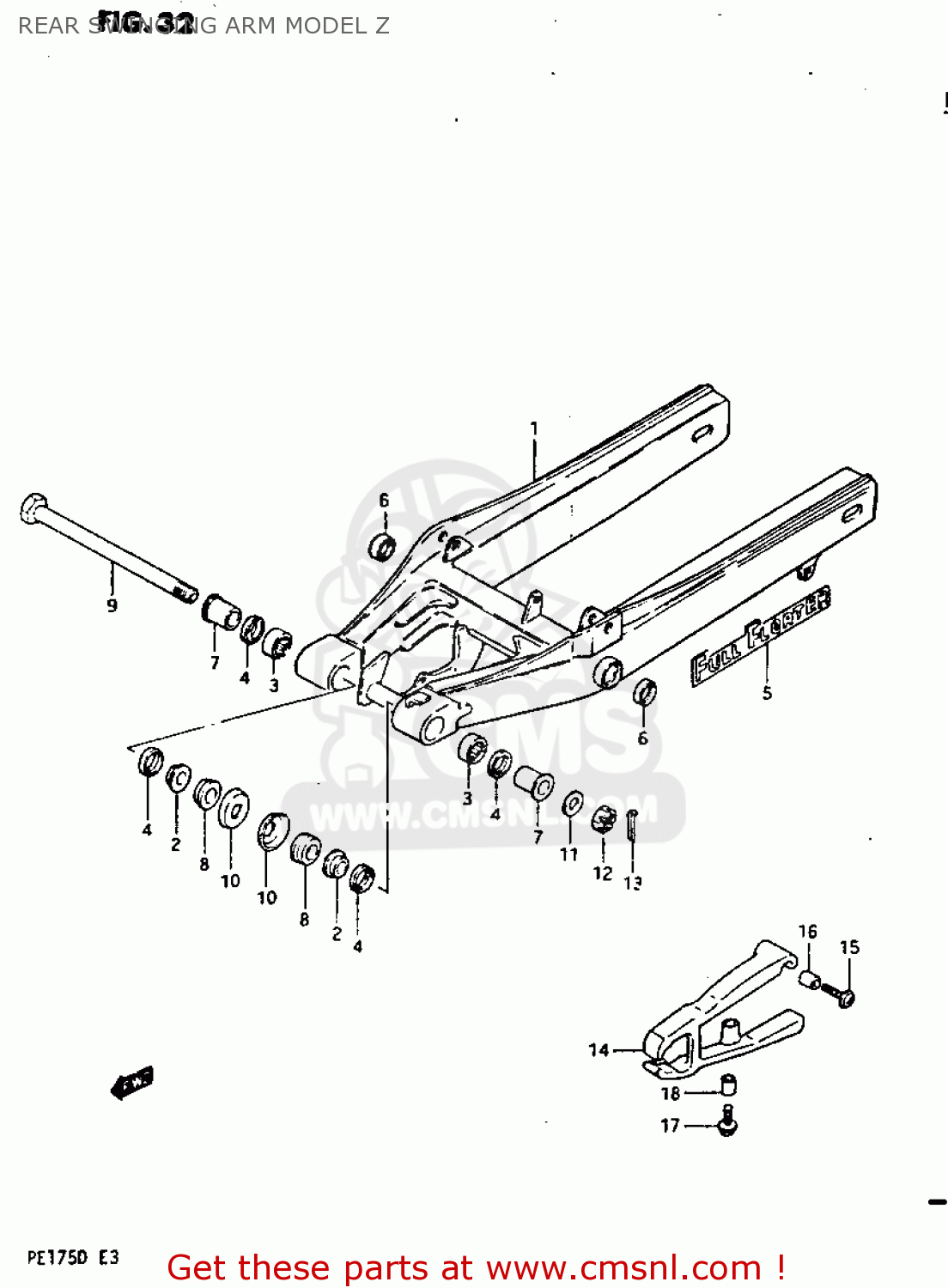REAR SWINGING ARM MODEL Z PE175 1982 (Z)