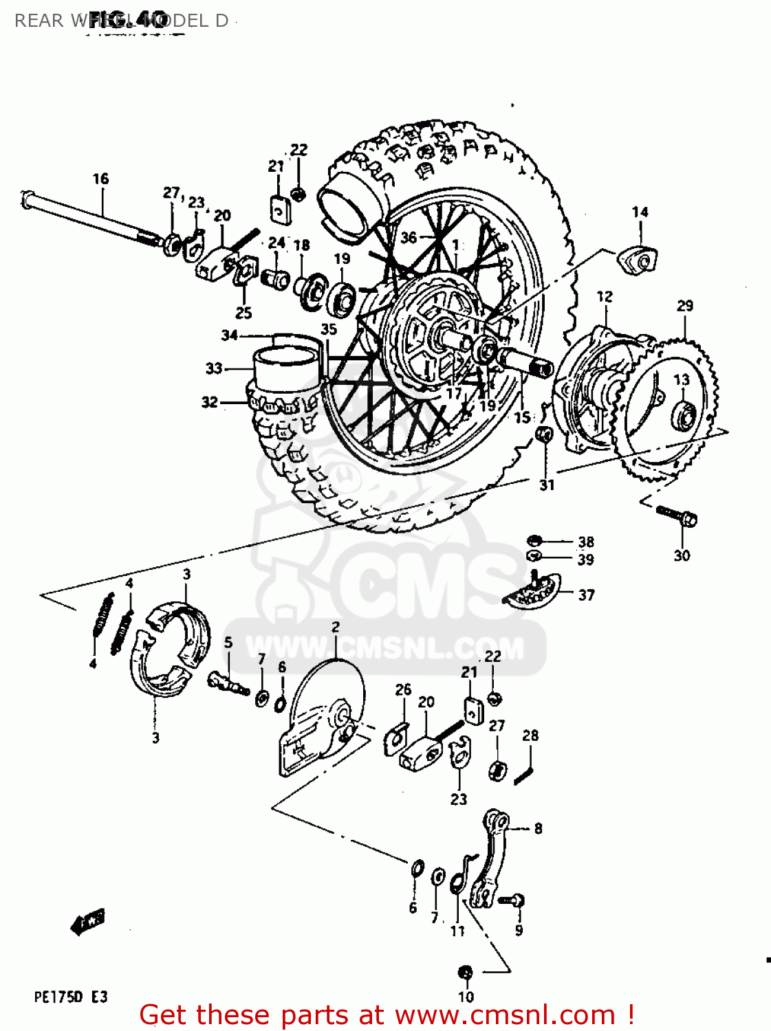 REAR WHEEL MODEL D PE175 1982 (Z)