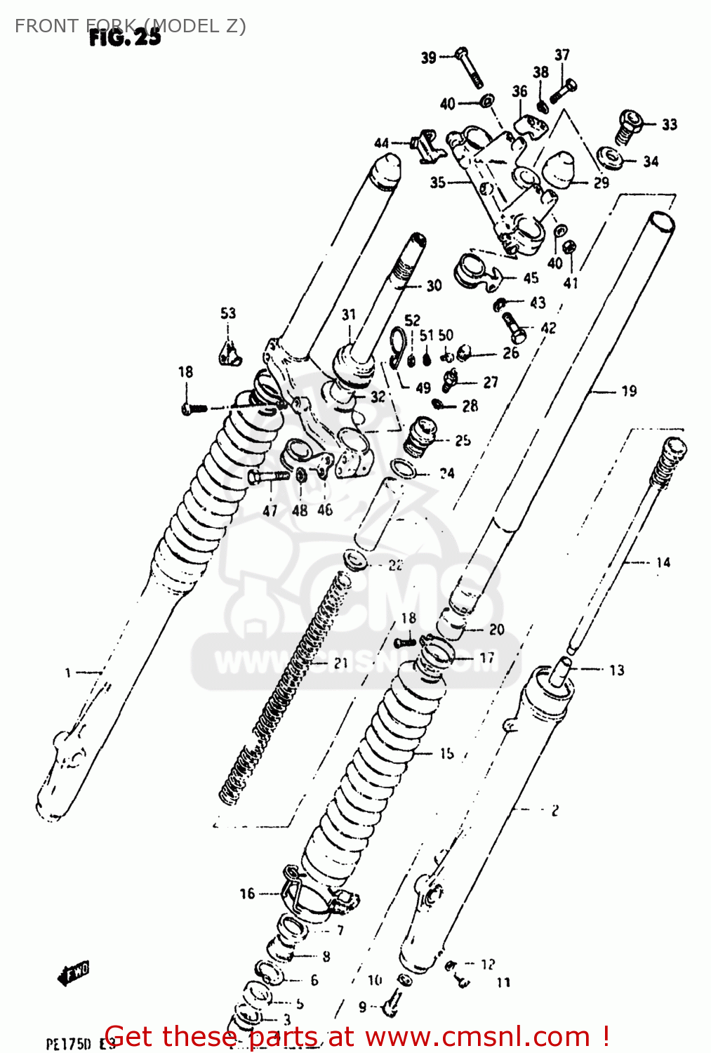 FRONT FORK (MODEL Z) PE175 1983 (D) USA (E03)