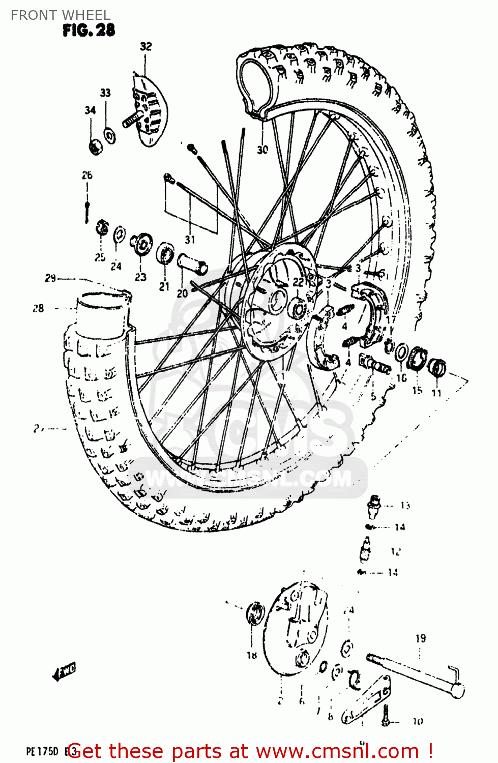 FRONT WHEEL PE175 1983 (D) USA (E03)