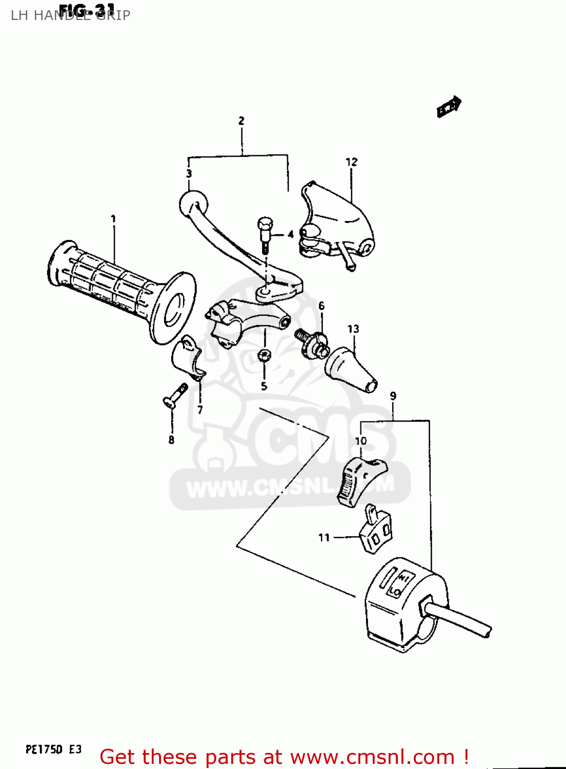 LH HANDLE GRIP PE175 1983 (D)