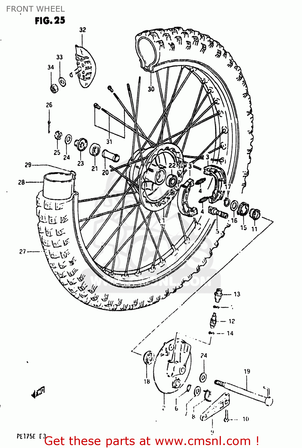 FRONT WHEEL PE175 1984 (E) USA (E03)