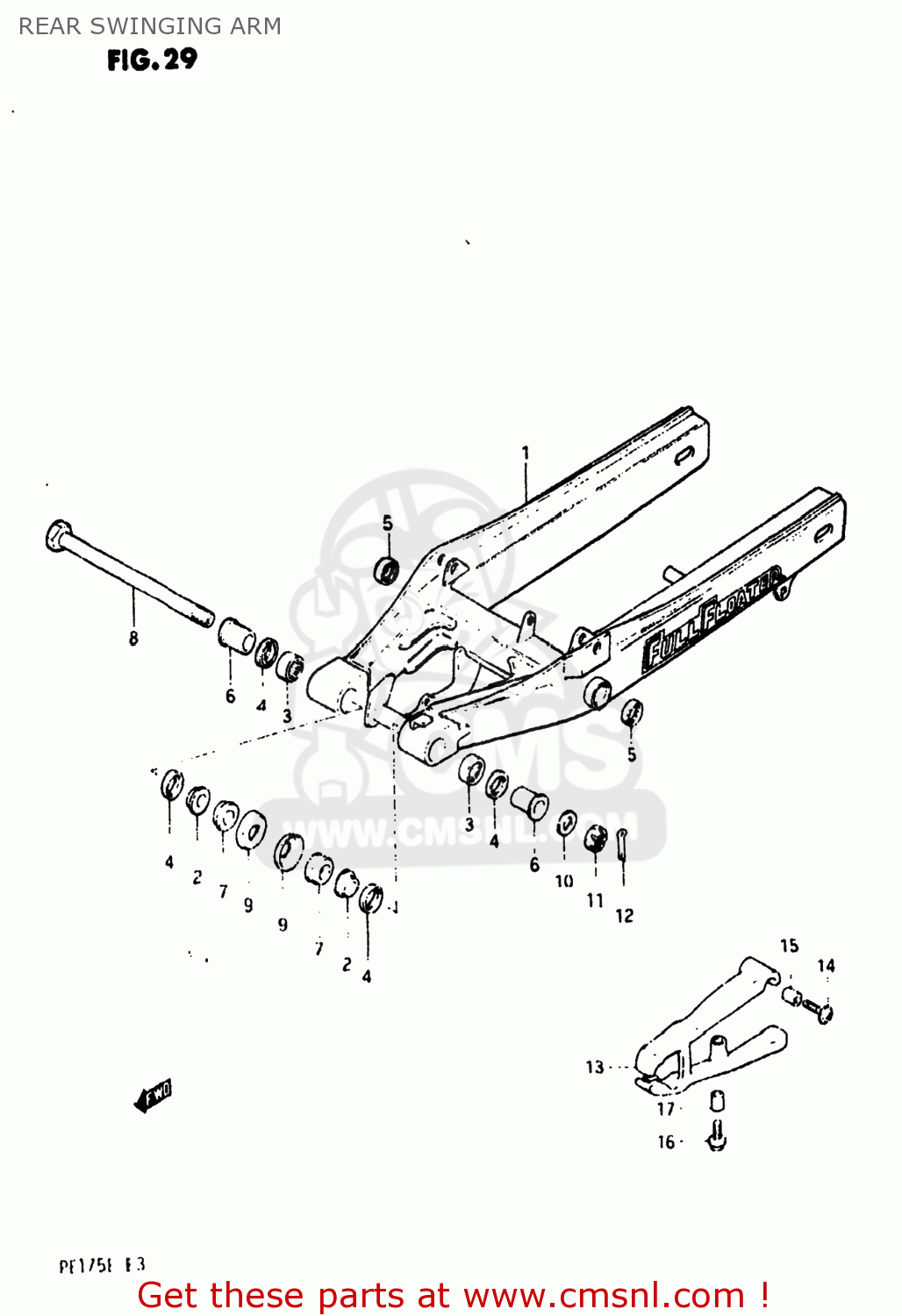 REAR SWINGING ARM PE175 1984 (E) USA (E03)