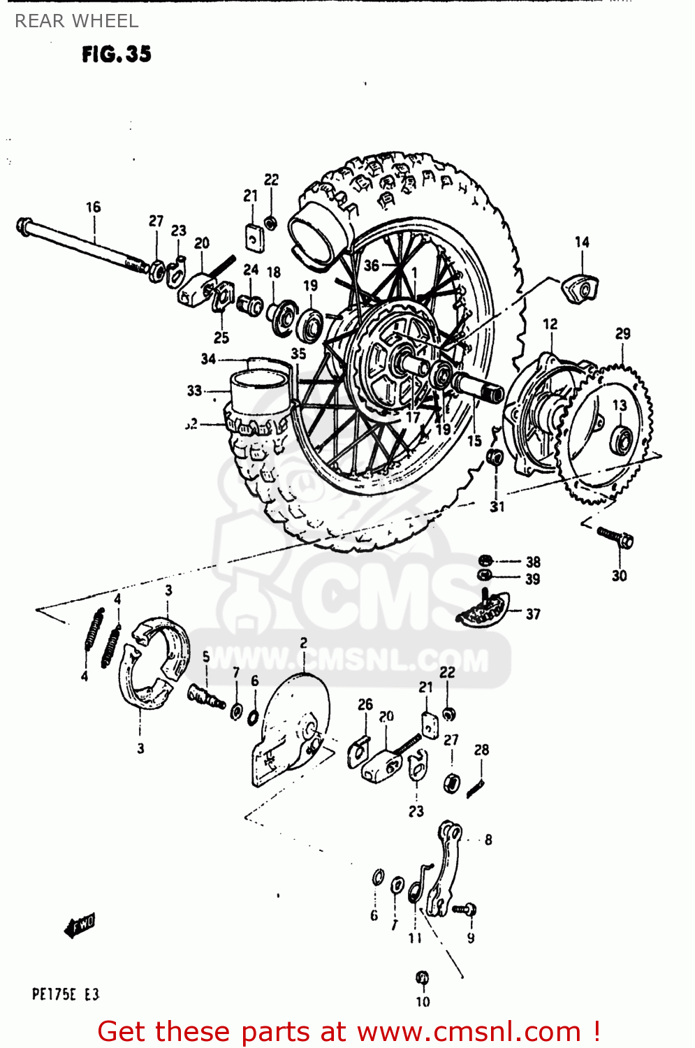 REAR WHEEL PE175 1984 (E) USA (E03)