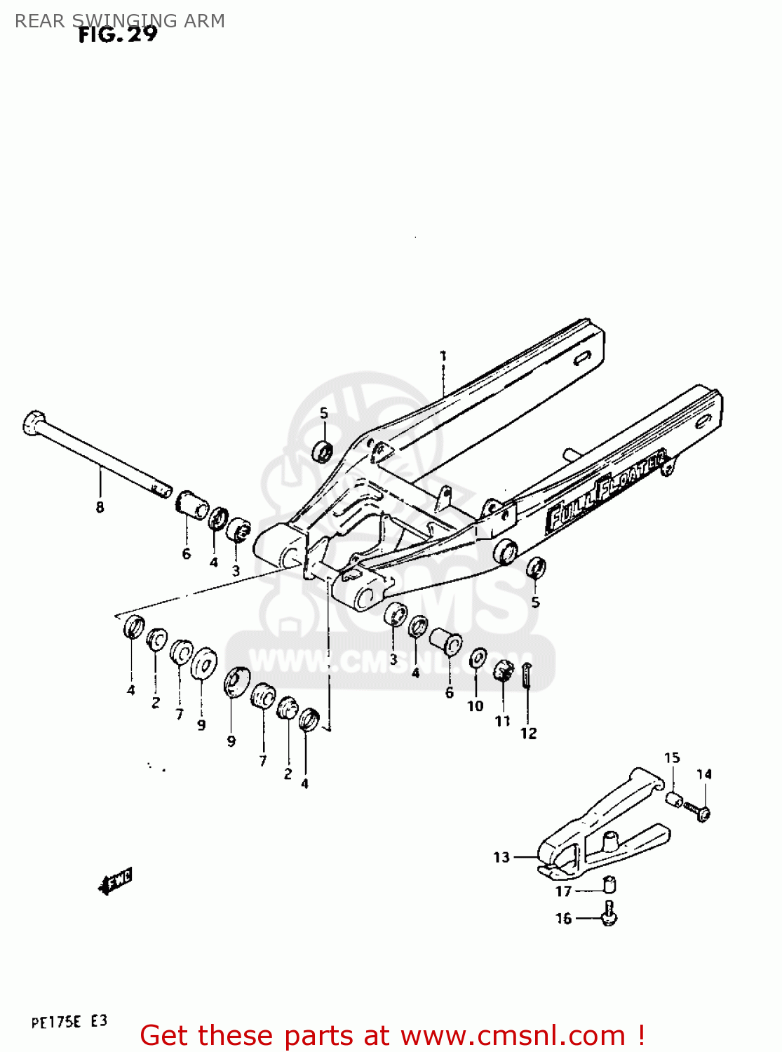 REAR SWINGING ARM PE175 1984 (E)