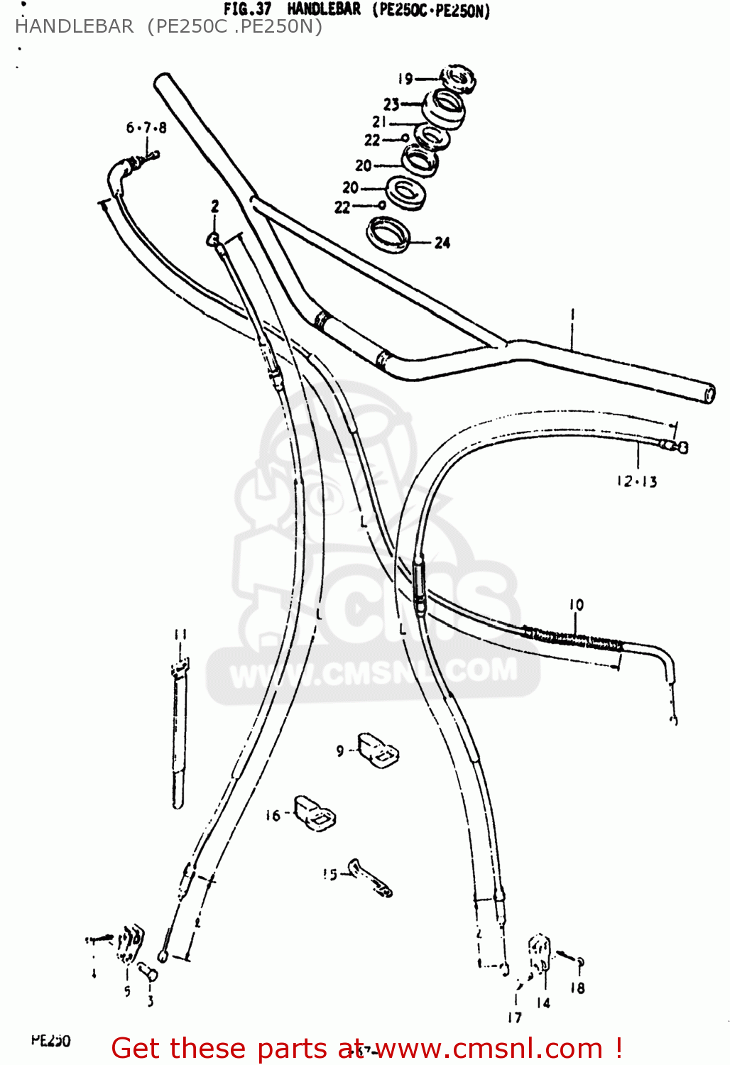 HANDLEBAR  (PE250C .PE250N) PE250 1977 (B) USA (E03)