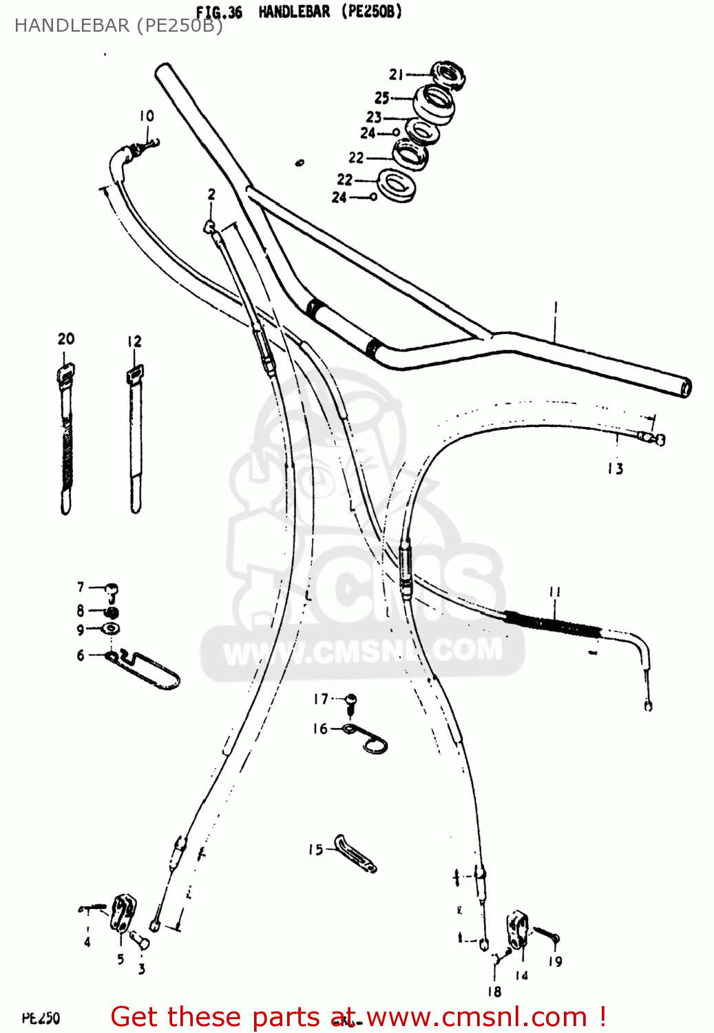 HANDLEBAR (PE250B) PE250 1977 (B) USA (E03)
