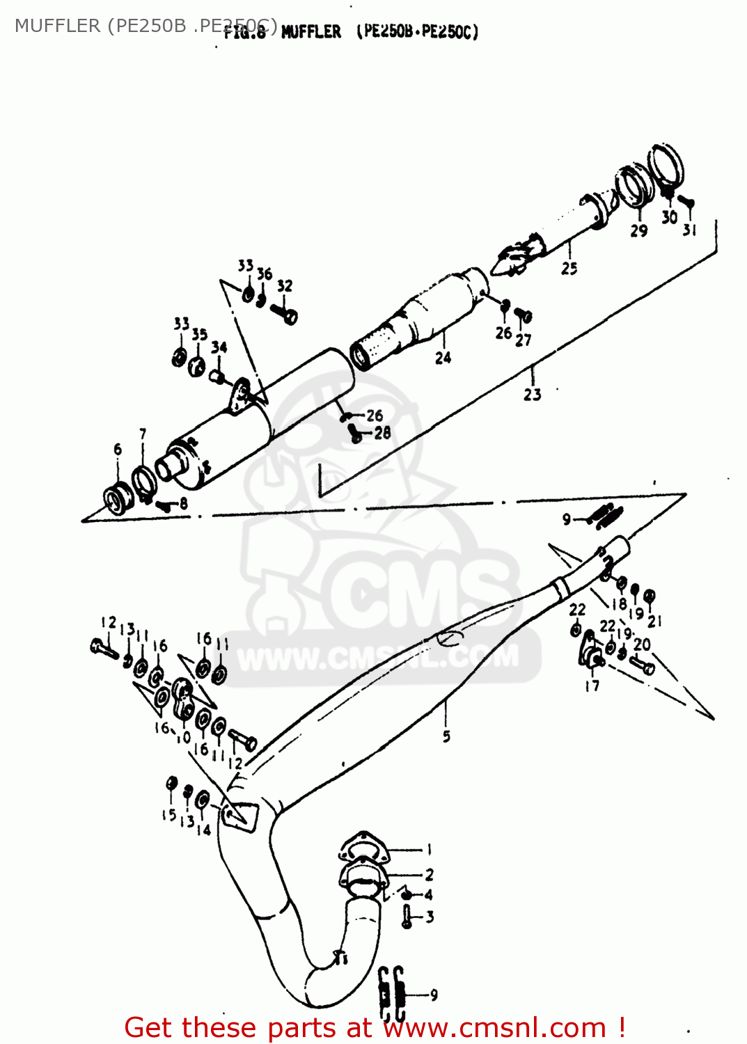 MUFFLER (PE250B .PE250C) PE250 1977 (B) USA (E03)