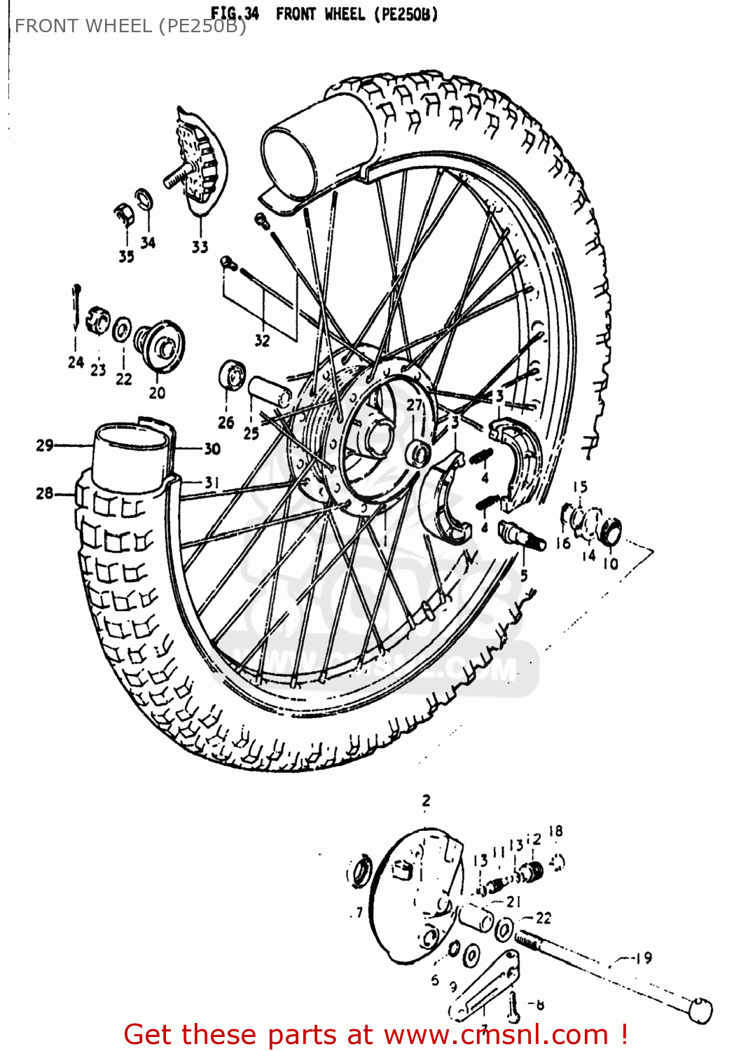 FRONT WHEEL (PE250B) PE250 1978 (C) USA (E03)
