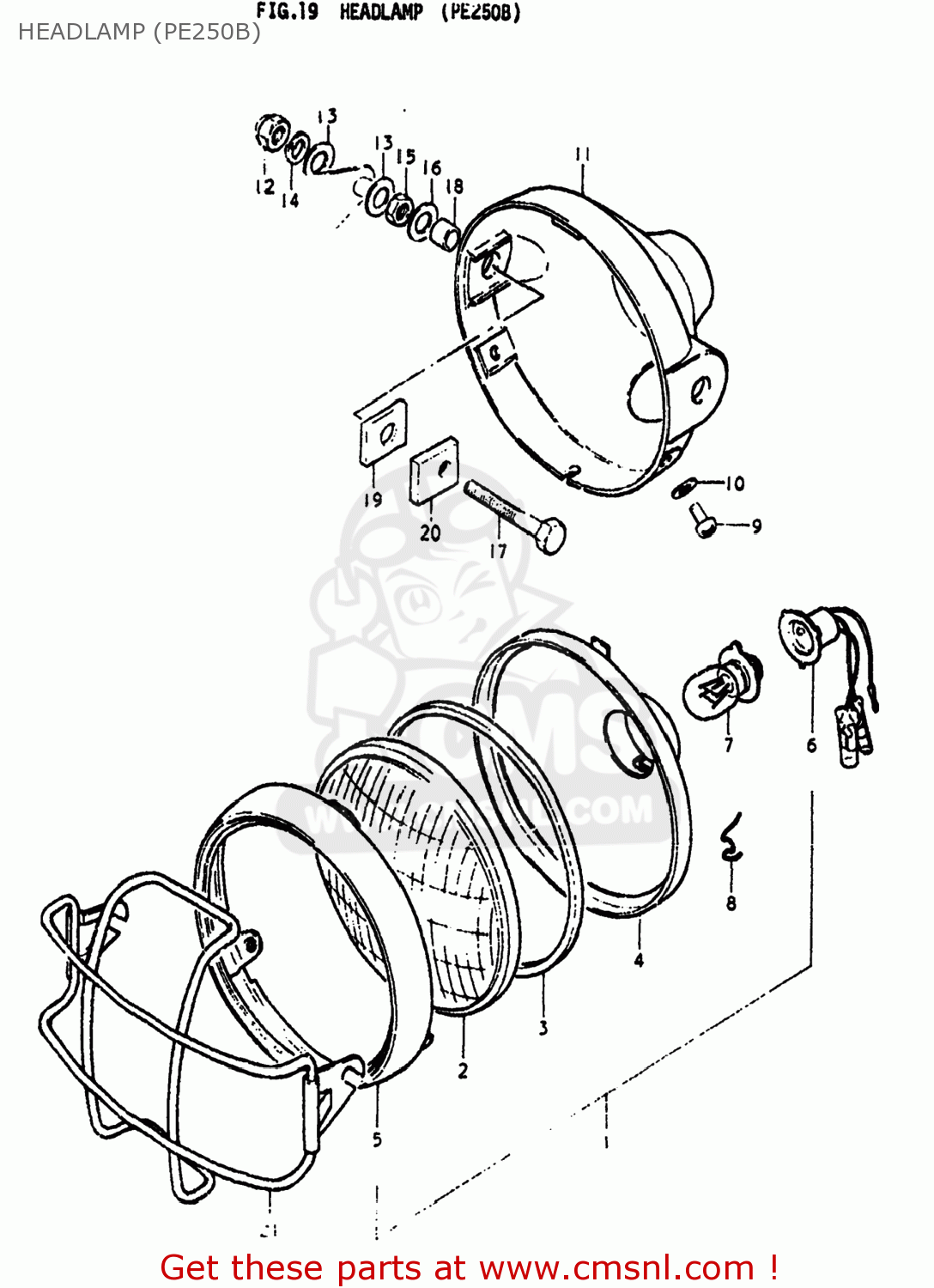 HEADLAMP (PE250B) PE250 1978 (C) USA (E03)