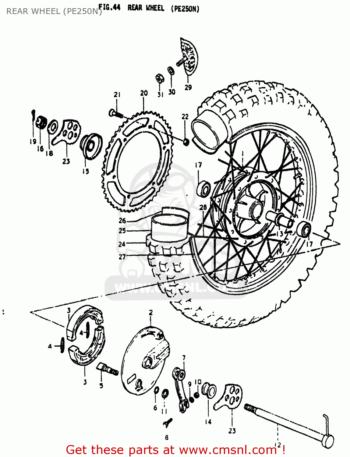 REAR WHEEL (PE250N) PE250 1978 (C) USA (E03)