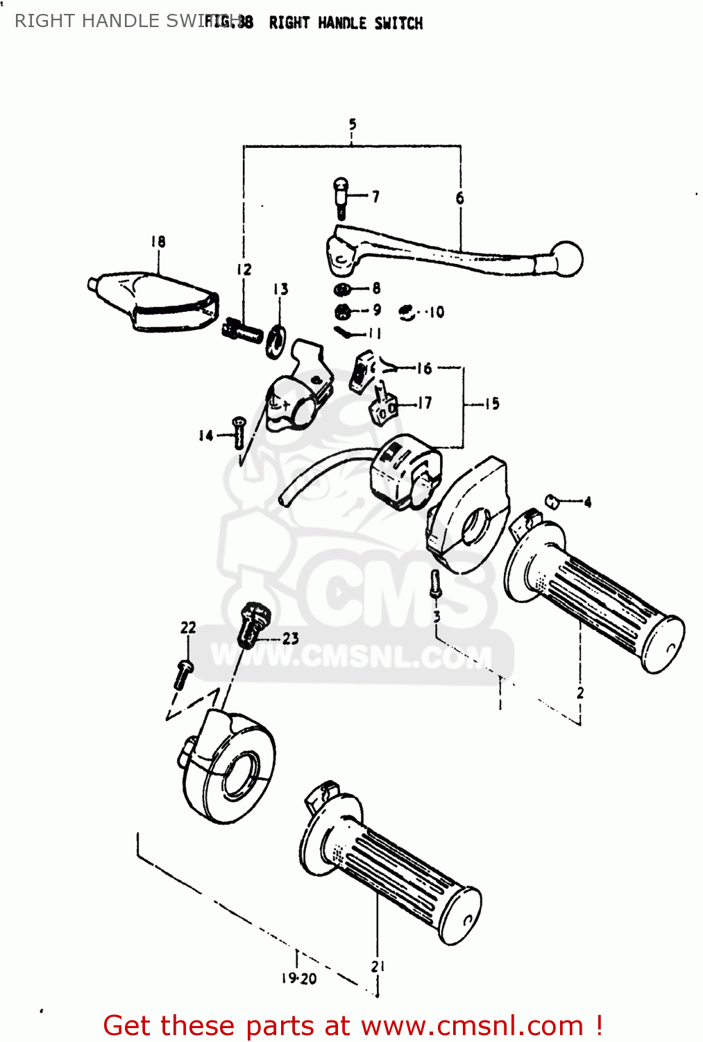 RIGHT HANDLE SWITCH PE250 1978 (C) USA (E03)