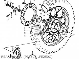 REAR WHEEL (PE250B .PE250C) - PE250 1978 (C) USA (E03)