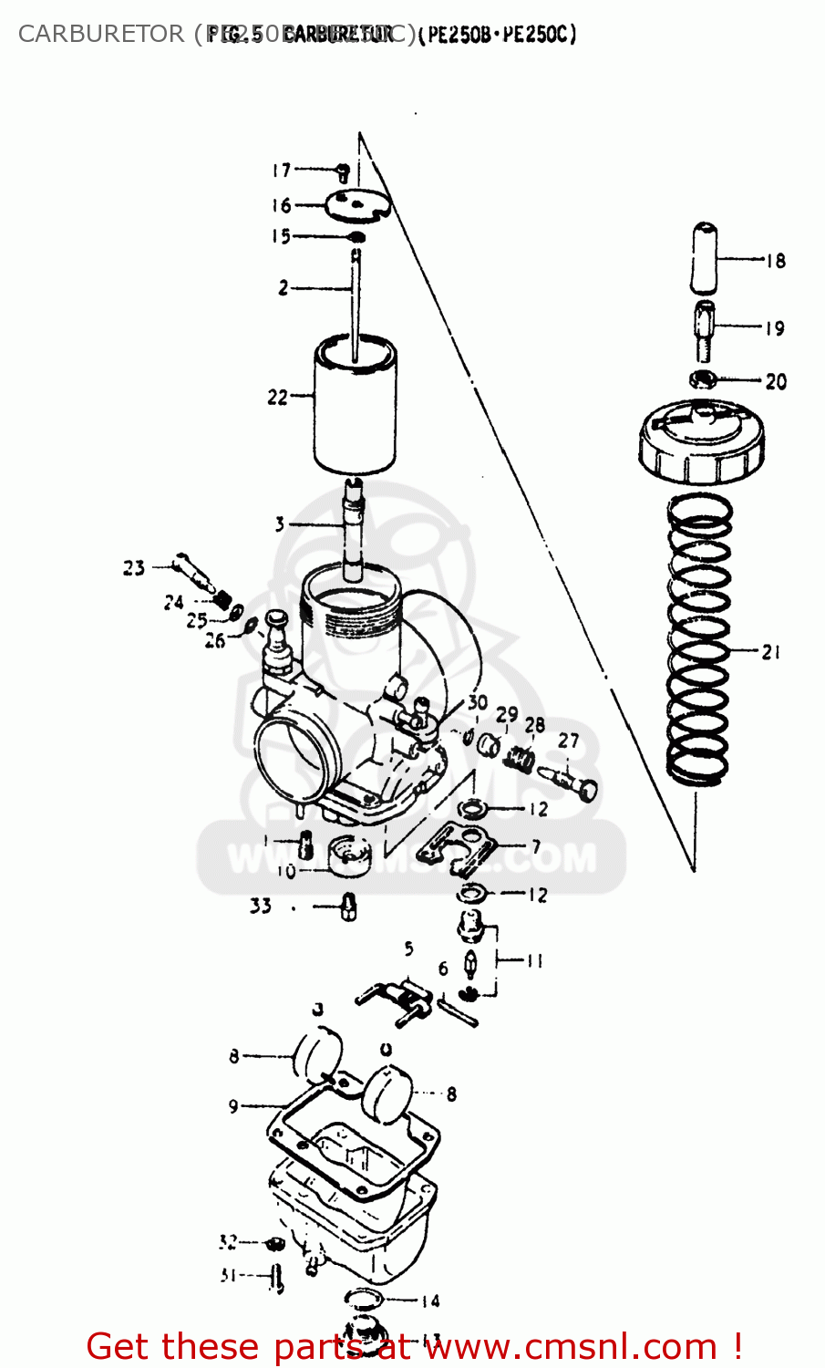 CARBURETOR (PE250B .PE250C) PE250 1979 (N) USA (E03)