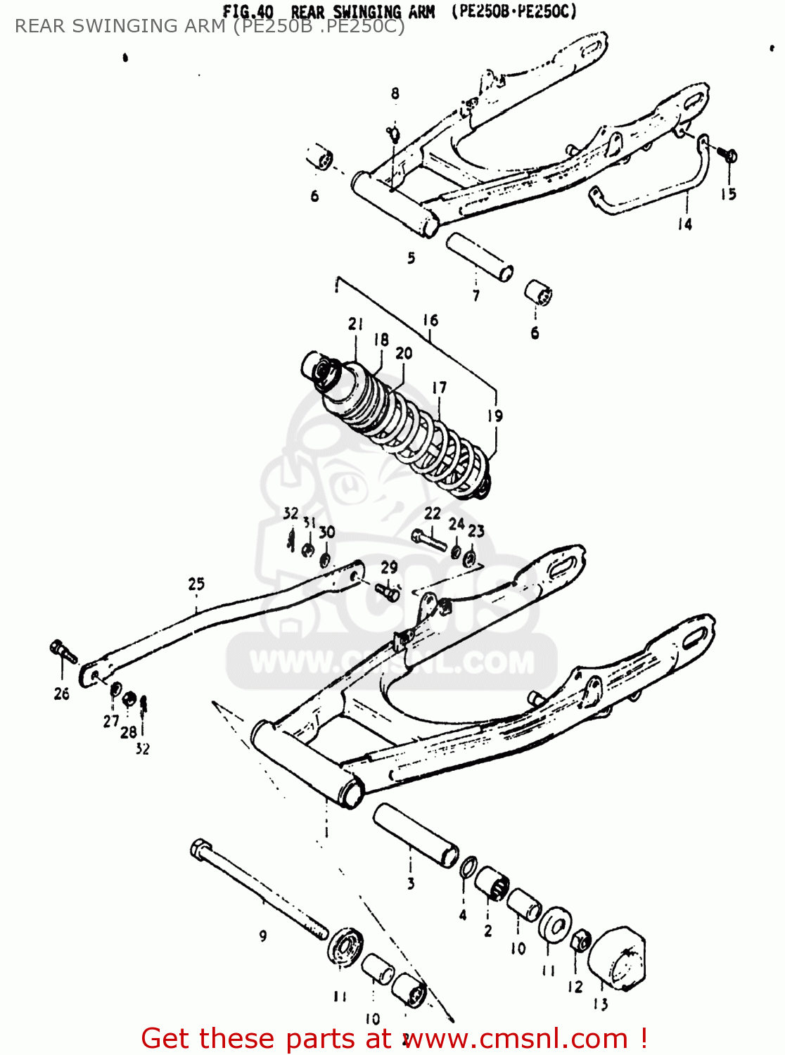REAR SWINGING ARM (PE250B .PE250C) PE250 1979 (N) USA (E03)