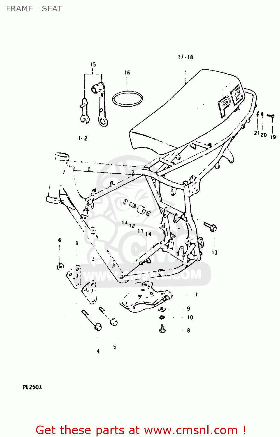 FRAME - SEAT PE250 1980 (T) (E01 E02 E04 E15 E21 E24)