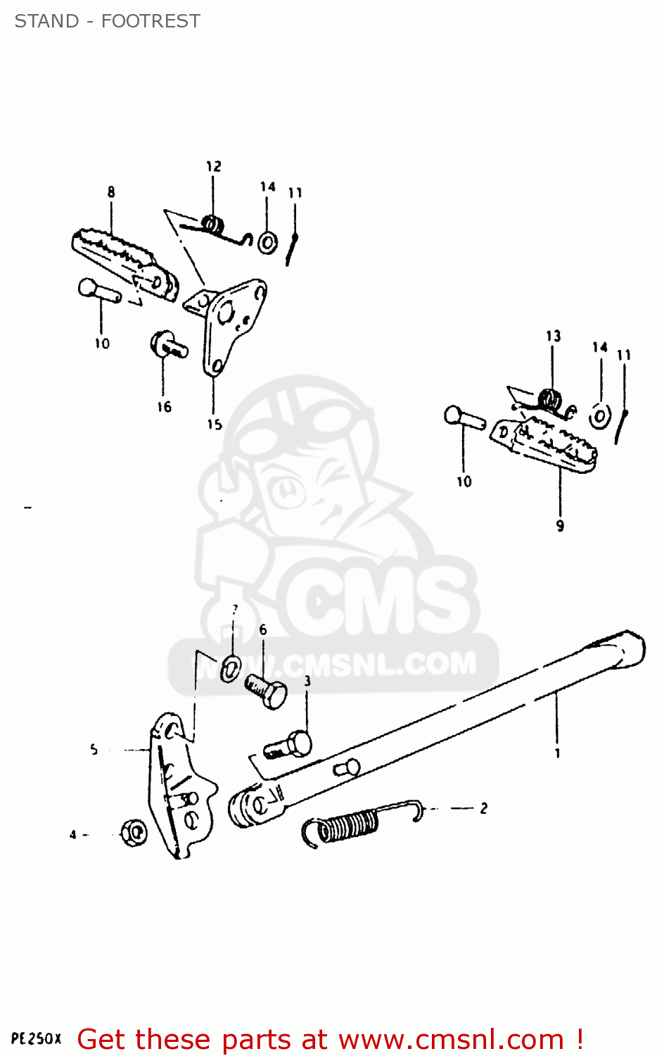 STAND - FOOTREST PE250 1980 (T) (E01 E02 E04 E15 E21 E24)