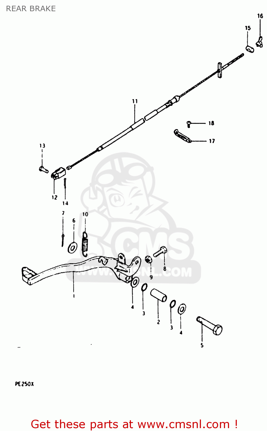 REAR BRAKE PE250 1980 (T) (E01 E02 E04 E15 E21 E24)