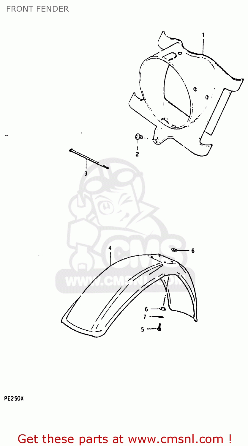 FRONT FENDER PE250 1980 (T) (E01 E02 E04 E15 E21 E24)