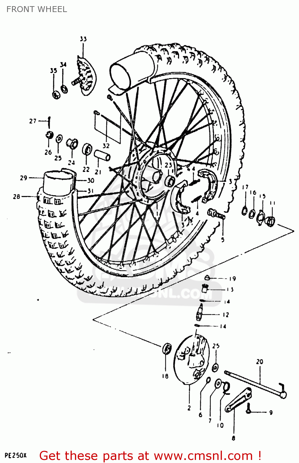 FRONT WHEEL PE250 1980 (T) (E01 E02 E04 E15 E21 E24)