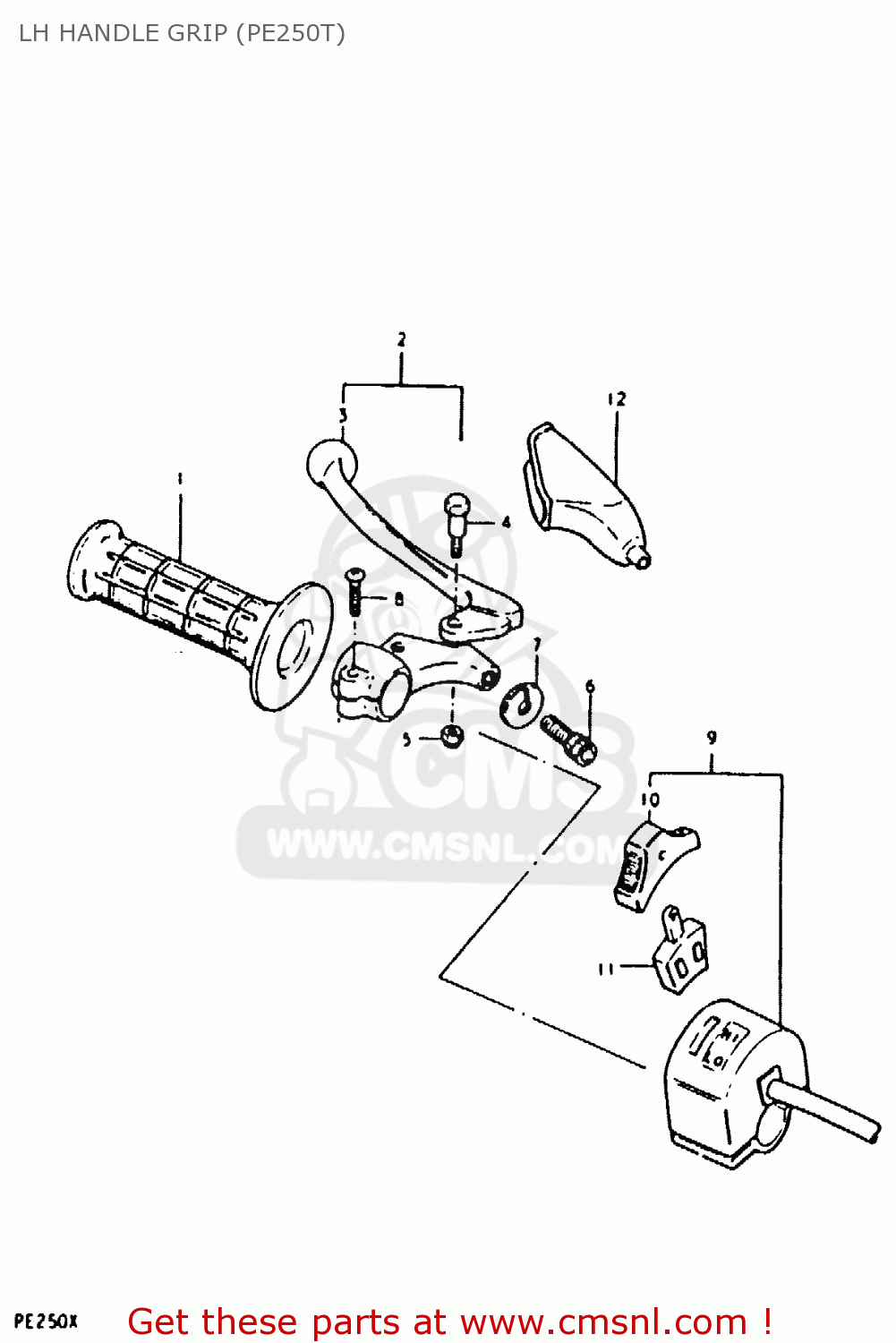 LH HANDLE GRIP (PE250T) PE250 1980 (T) (E01 E02 E04 E15 E21 E24)